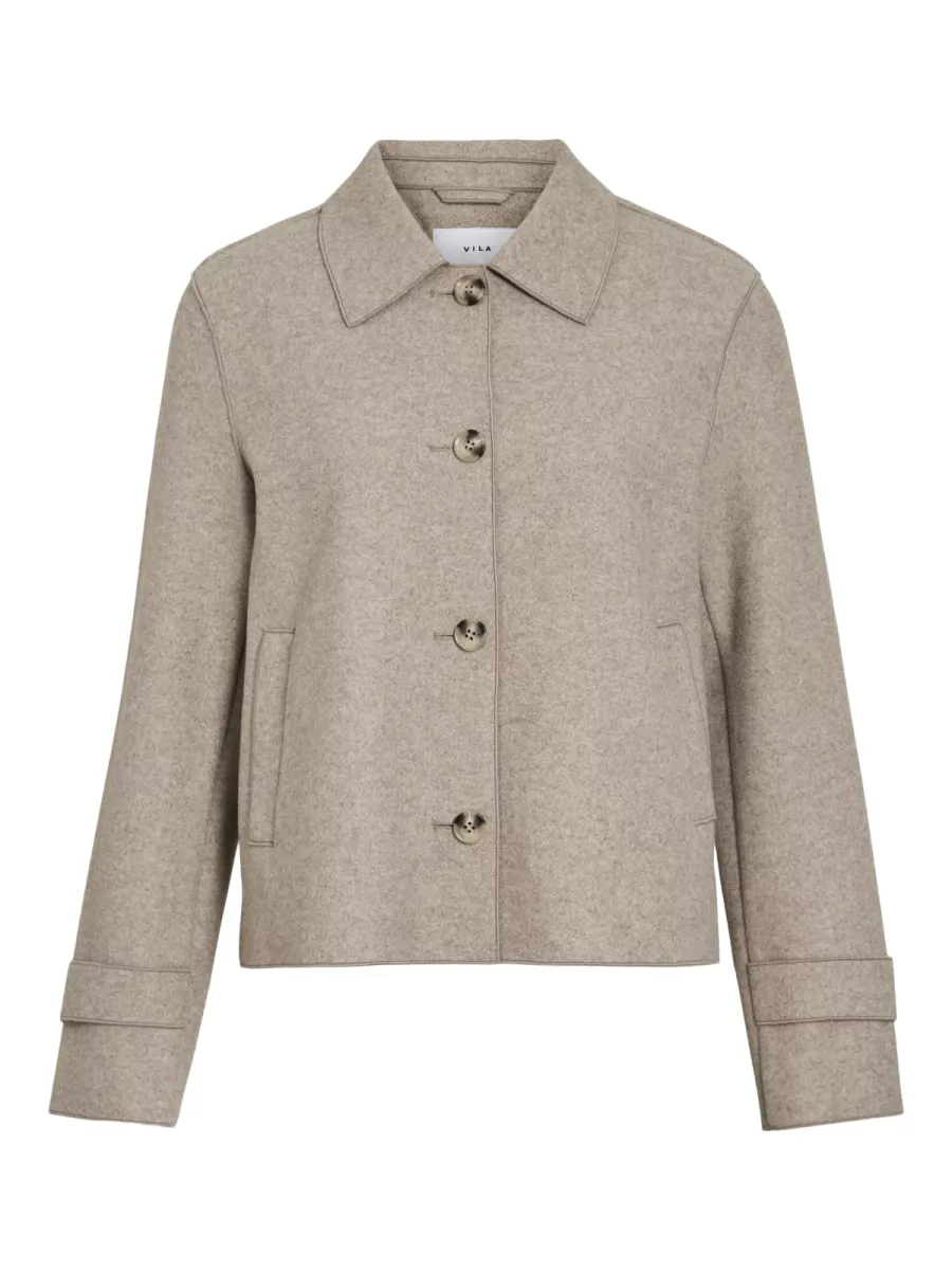 VILA-VIJUICE L/S SHORT JACKET - NOOS-14111939-Natural Melange-NATUREL