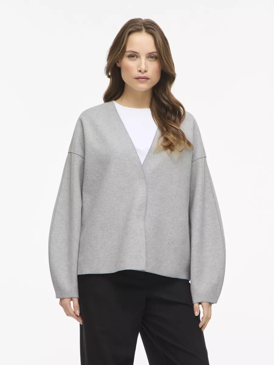 VILA-VIJUICE LOOSE L/S JACKET - NOOS-14101198-Light Grey Melange-LICHT-/PAREL GRIJS