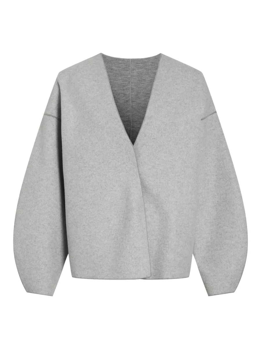 VILA-VIJUICE LOOSE L/S JACKET - NOOS-14101198-Light Grey Melange-LICHT-/PAREL GRIJS