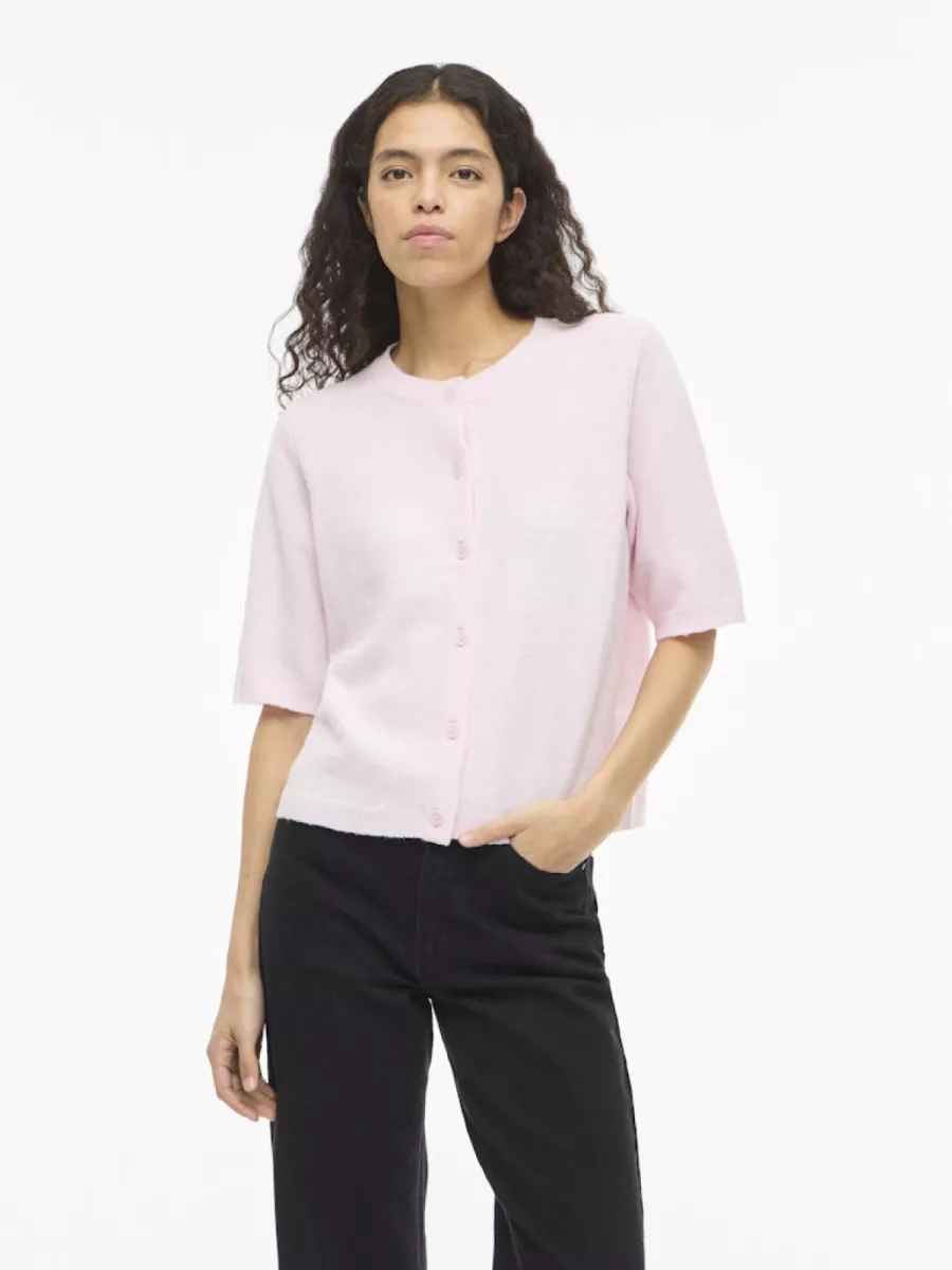 VILA-VILIGA 2/4 O-NECK KNIT CARDIGAN - N-14113226-Cherry Blossom-PAARS