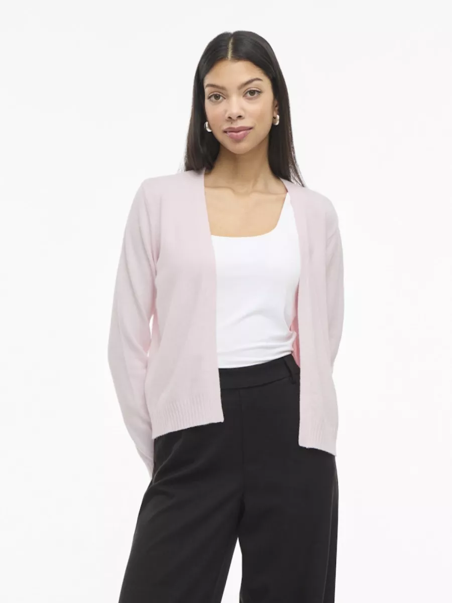 VILA-VIRIL SHORT L/S KNIT CARDIGAN-NOOS-14060800-Cherry Blossom-ROSE