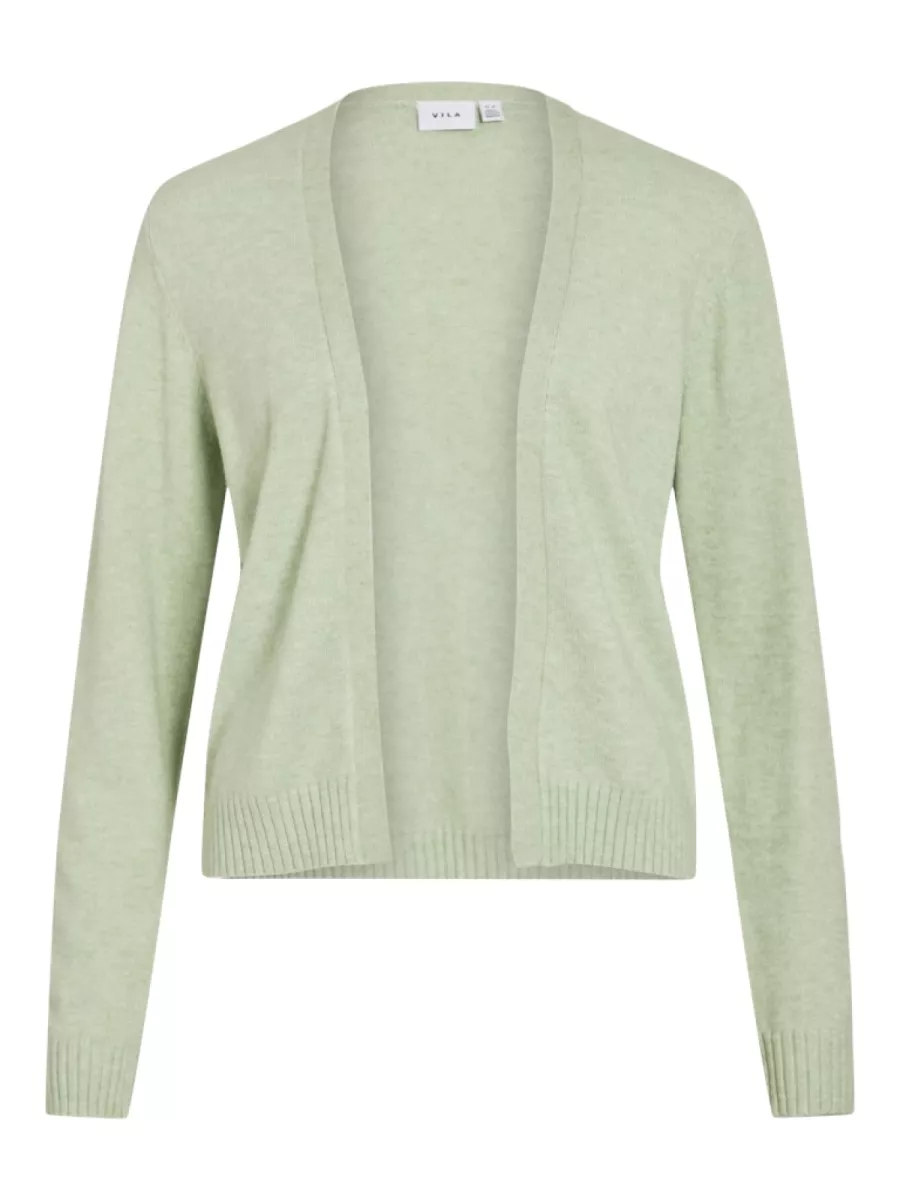 VILA-VIRIL SHORT L/S KNIT CARDIGAN-NOOS-14060800-Smoke Green-GROEN