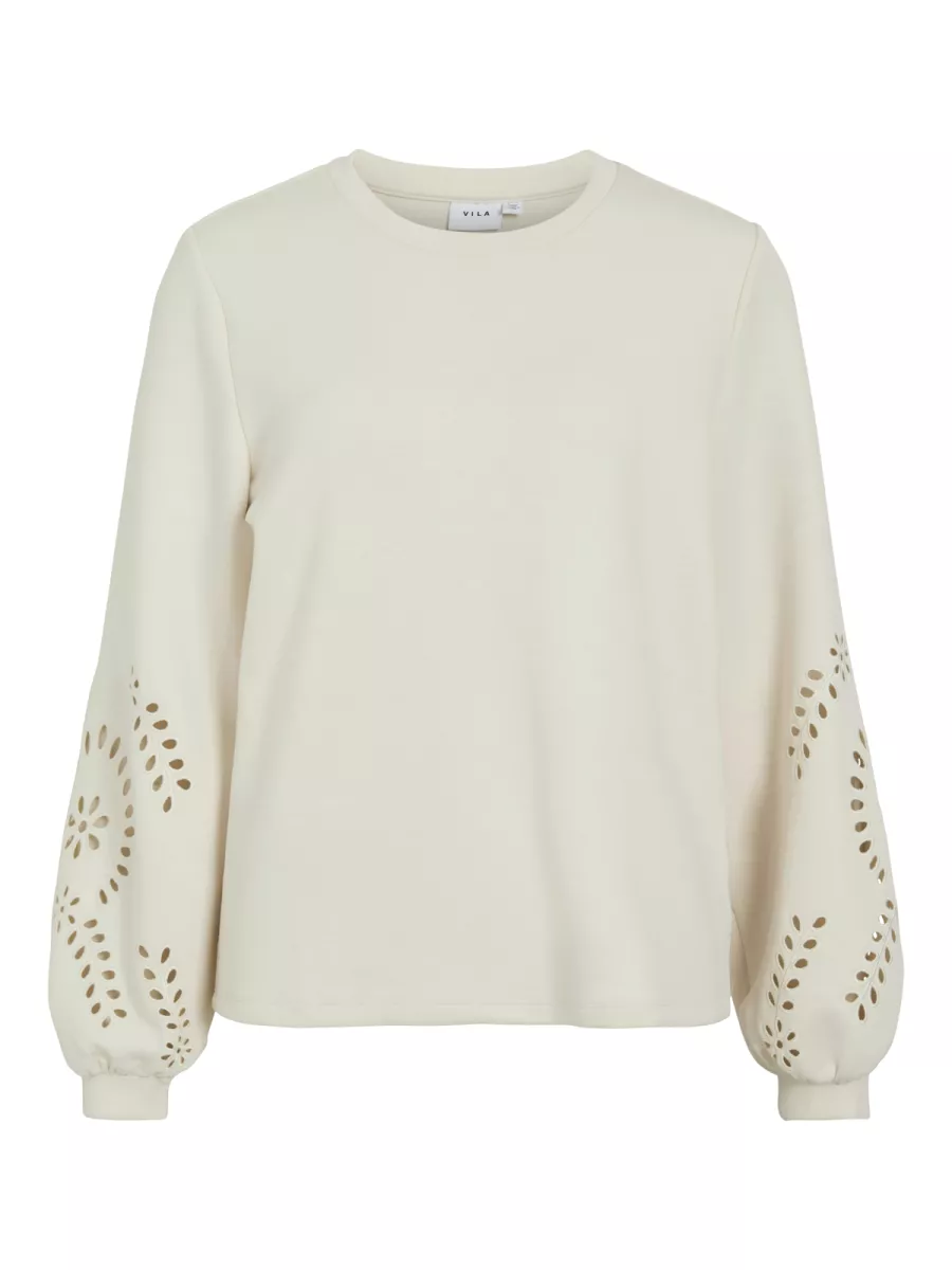 VILA-VISANDY L/S DETAIL SWEAT TOP - NOOS-14114310-Birch-CREME