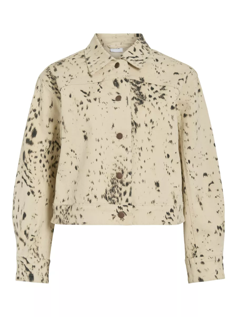 VILA-VISANORA L/S PRINT DENIM JACKET/BFS-14113207-Birch-BRUIN COMBINATIES