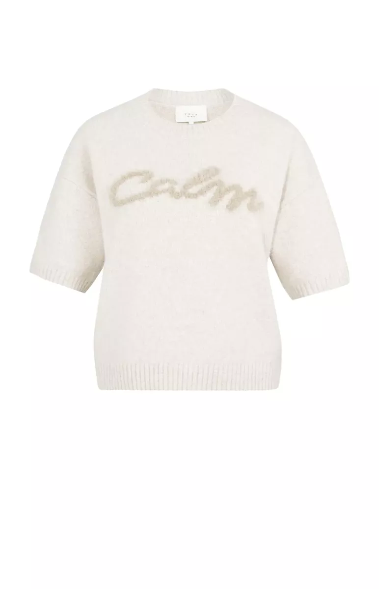 YAYA-Gebreide trui met fluffy tekst; Alpaca/Modal/Polyester/Cotton/Elast; 990402-01-000548-601-990402-ZAND