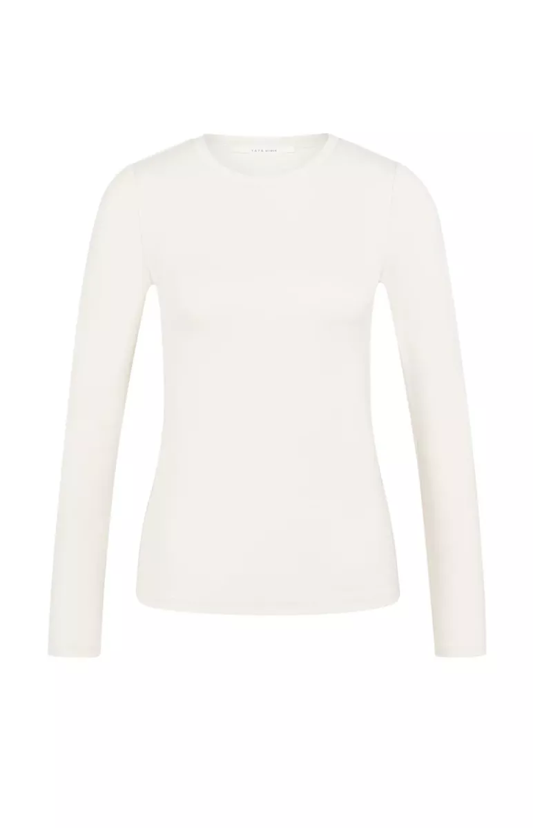 YAYA-Katoenen longsleeve shirt; Cotton/Elastane-01-719040-601-30905-BEIGE
