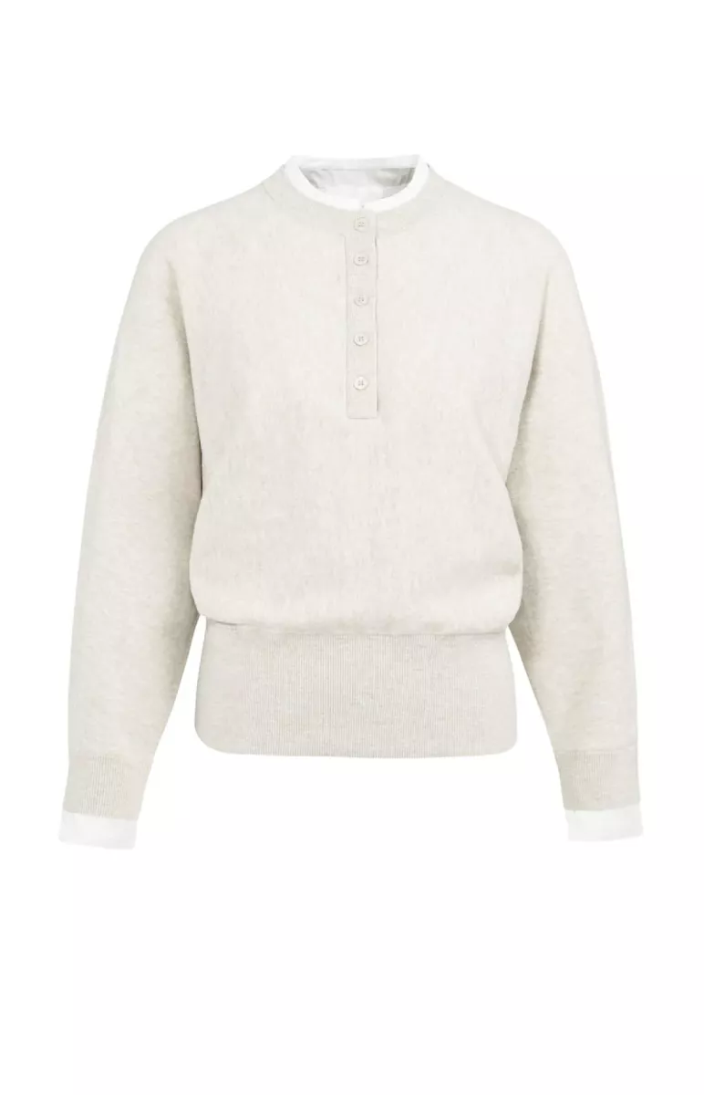 YAYA-Sweater met kraagdetail; Cotton/Polyester/Polyamide/Elastane; 990402-01-000546-601-990402-ZAND