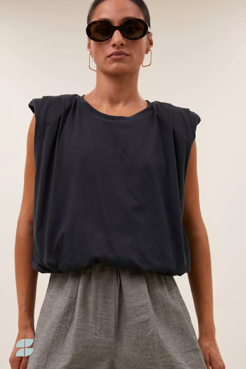 By-bar-Nilou Jersey Top-26211011-861 Jet Black-ZWART