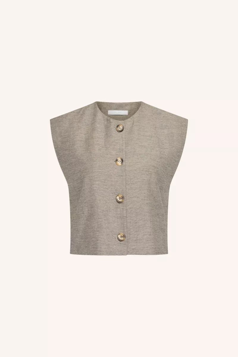 By-bar-Nori Melange Gilet-26219006-885 Charcoal Melee-GRIJS MELEE