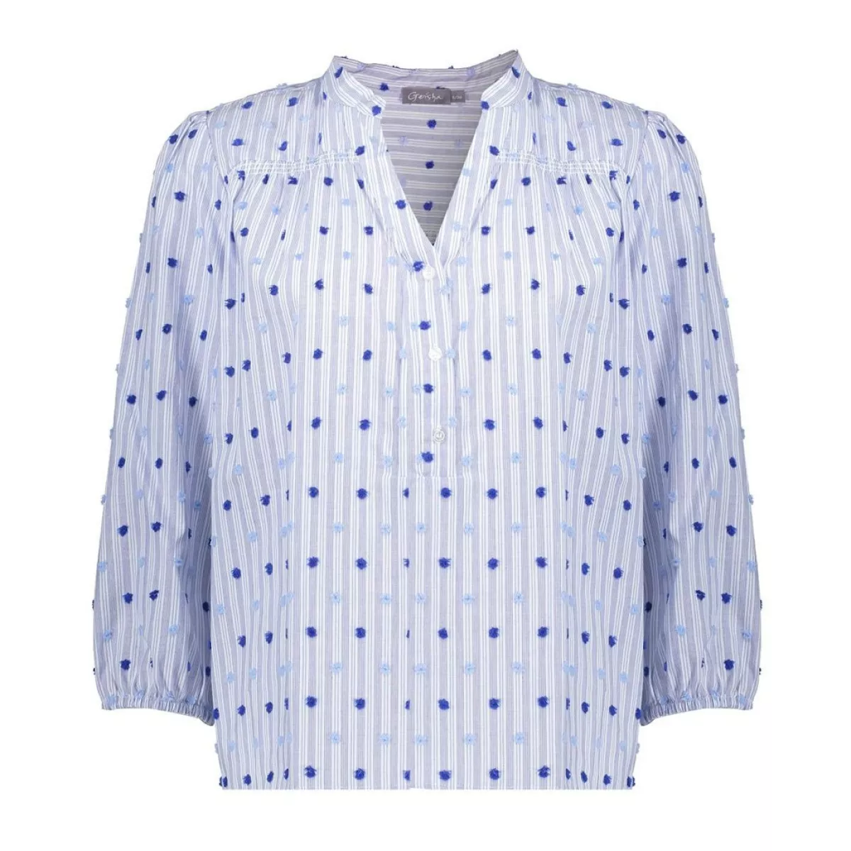 GEISHA-Blouse stripes + dots-63057-14-625 blue-BLAUW