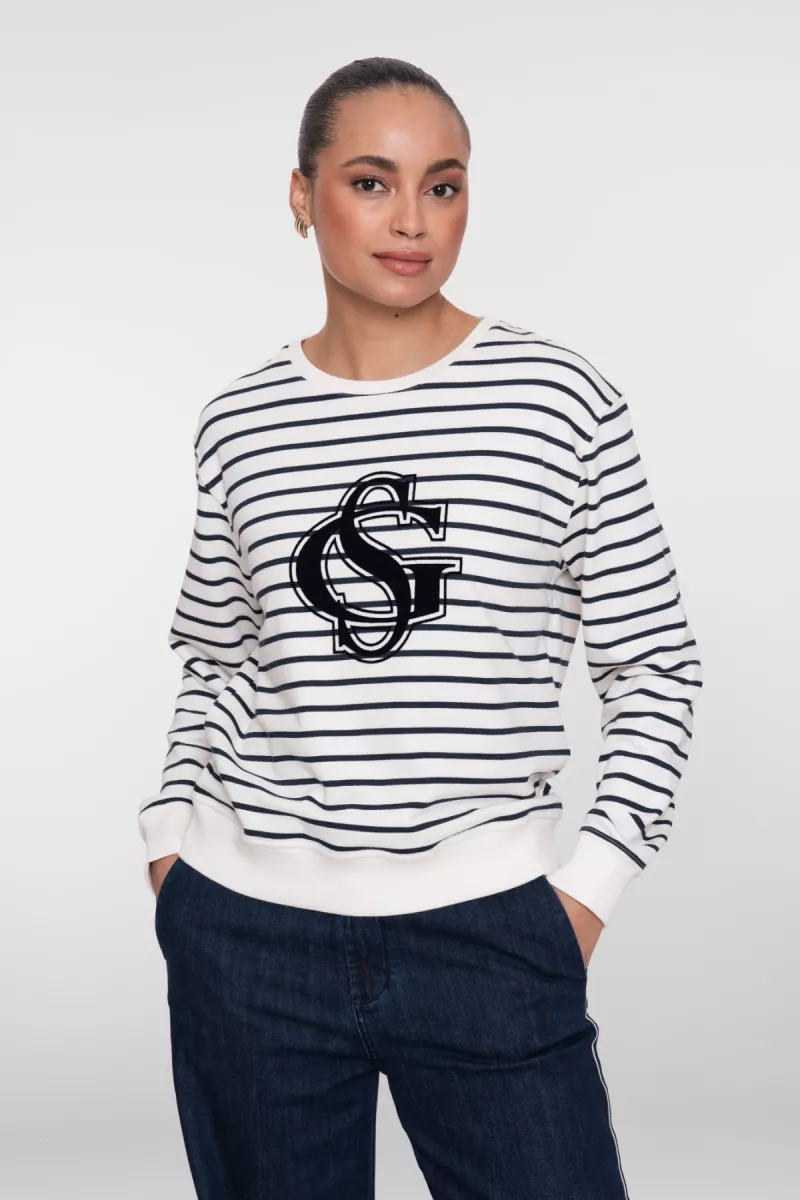 GEISHA-Sweat striped-62091-41-675 navy/off-white-MARINE
