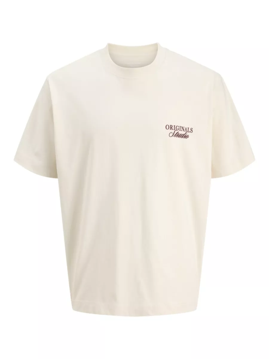 JACK & JONES-JORNORREBRO TYPO TEE SS CREW NECK N-12282898-Antique white-WIT