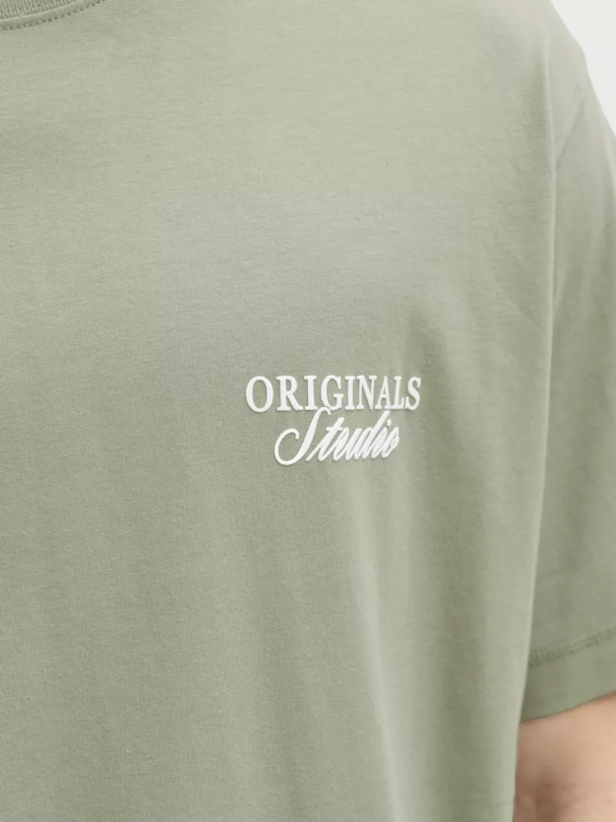 JACK & JONES-JORNORREBRO TYPO TEE SS CREW NECK N-12282898-Seagrass-ZEE GROEN