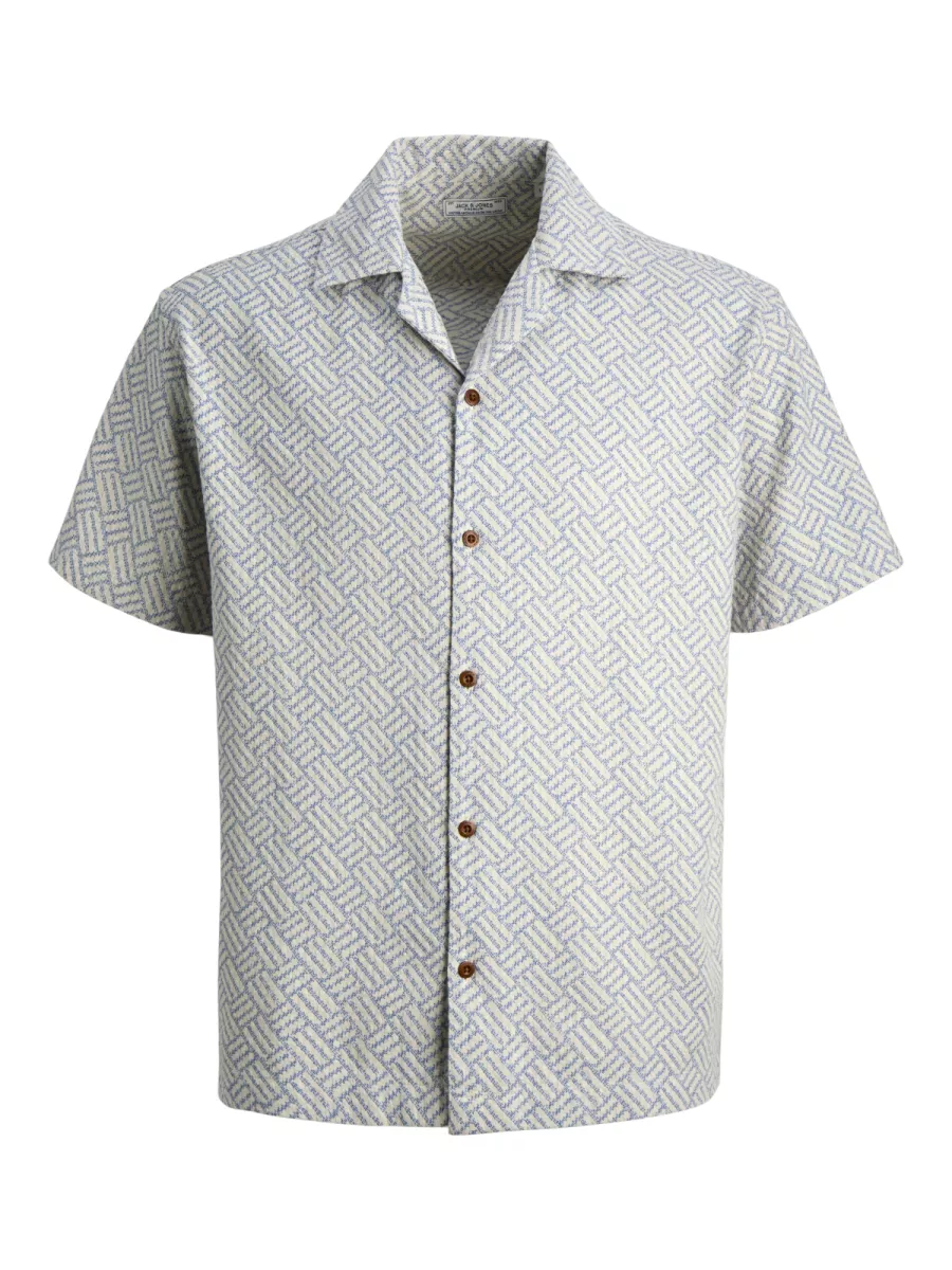 JACK & JONES-JPRBLUWINSON PRINT DOBBY S/S SHIRT-12291956-Ashley blue-BLUE