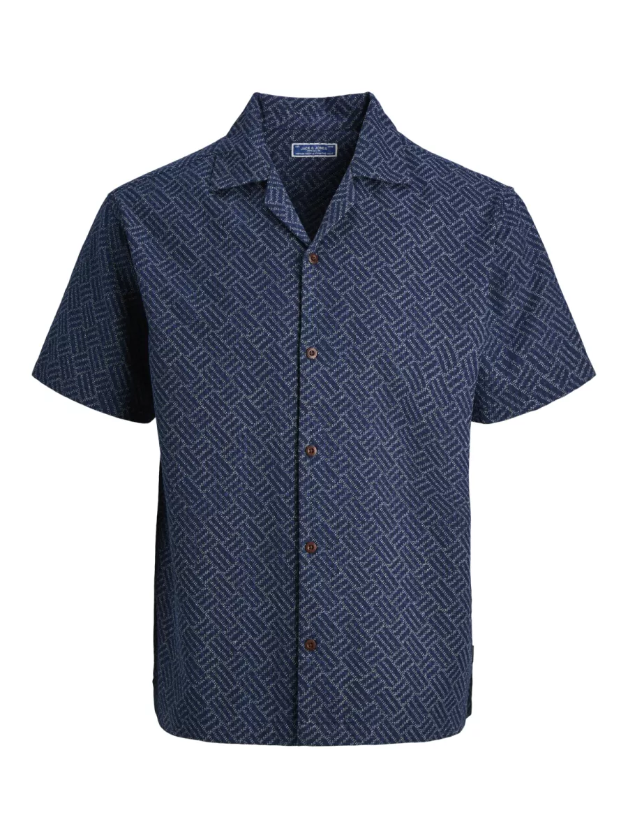 JACK & JONES-JPRBLUWINSON PRINT DOBBY S/S SHIRT-12291956-Pageant blue-BLUE
