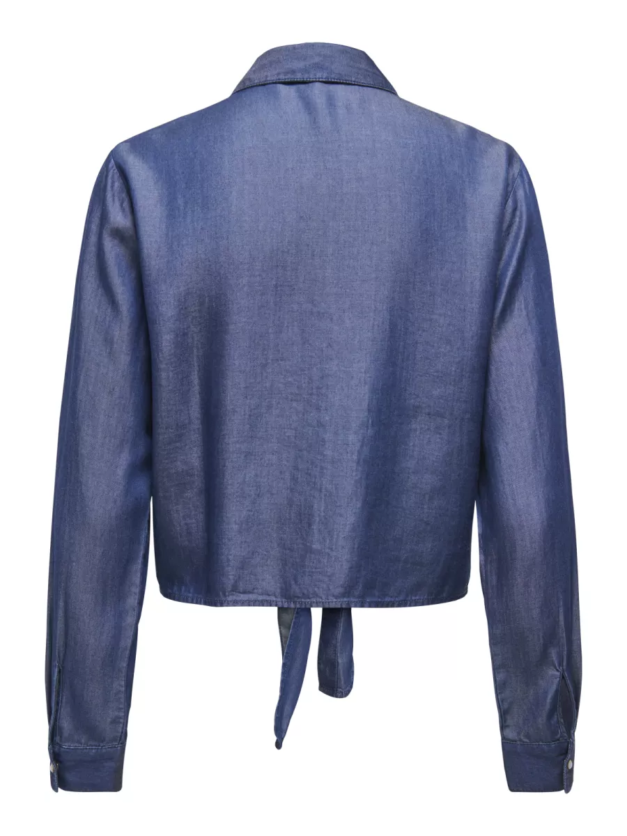 JDY-JDYJASPER L/S KNOT SHIRT WVN-15252957-Dark Blue Denim-DONKER DENIM