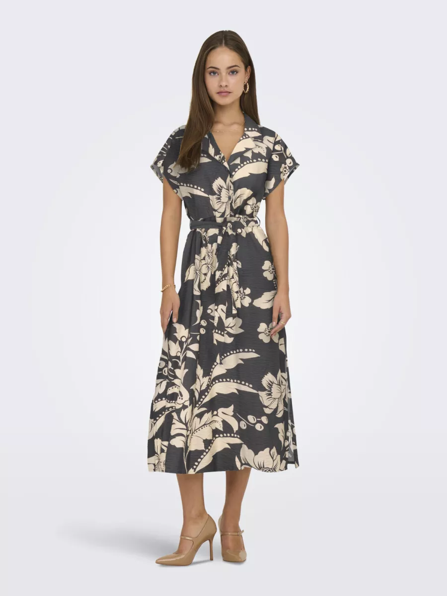 JDY-JDYTROYA LIFE S/L MIDI DRESS WVN DI-15347216-Phantom-ANTRACIET