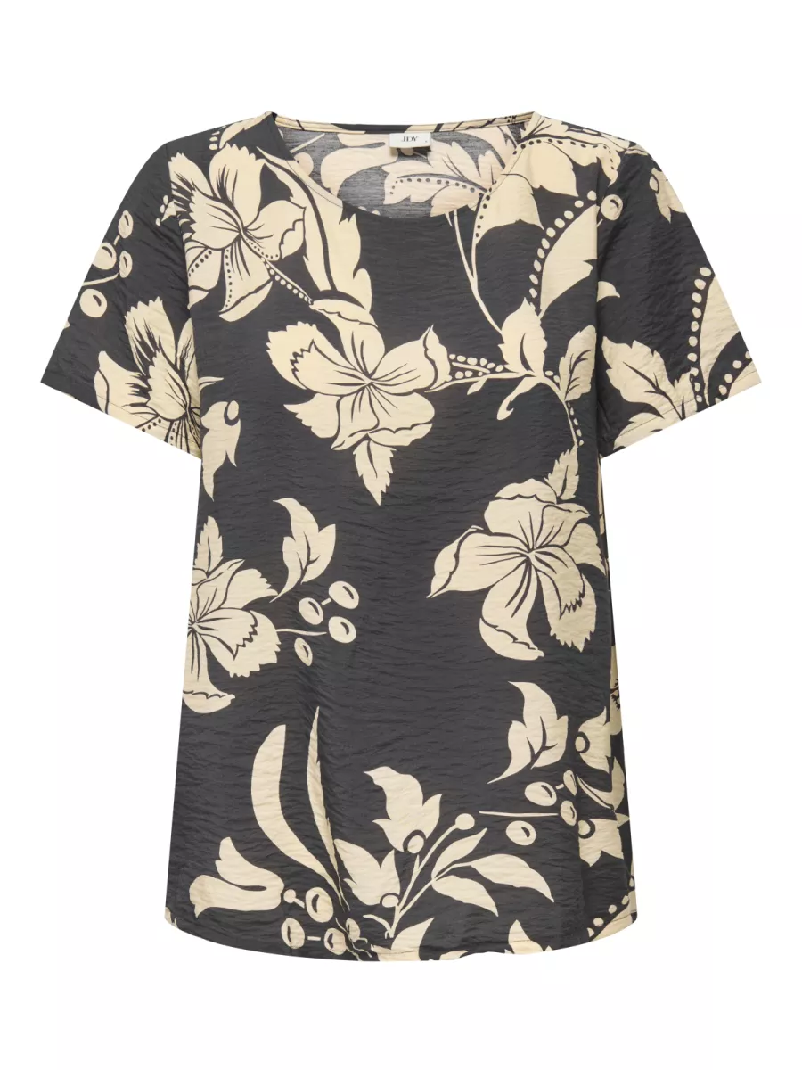 JDY-JDYTROYA LIFE S/S O-NECK TOP WVN DI-15347687-Phantom-GRIJS COMBINATIES