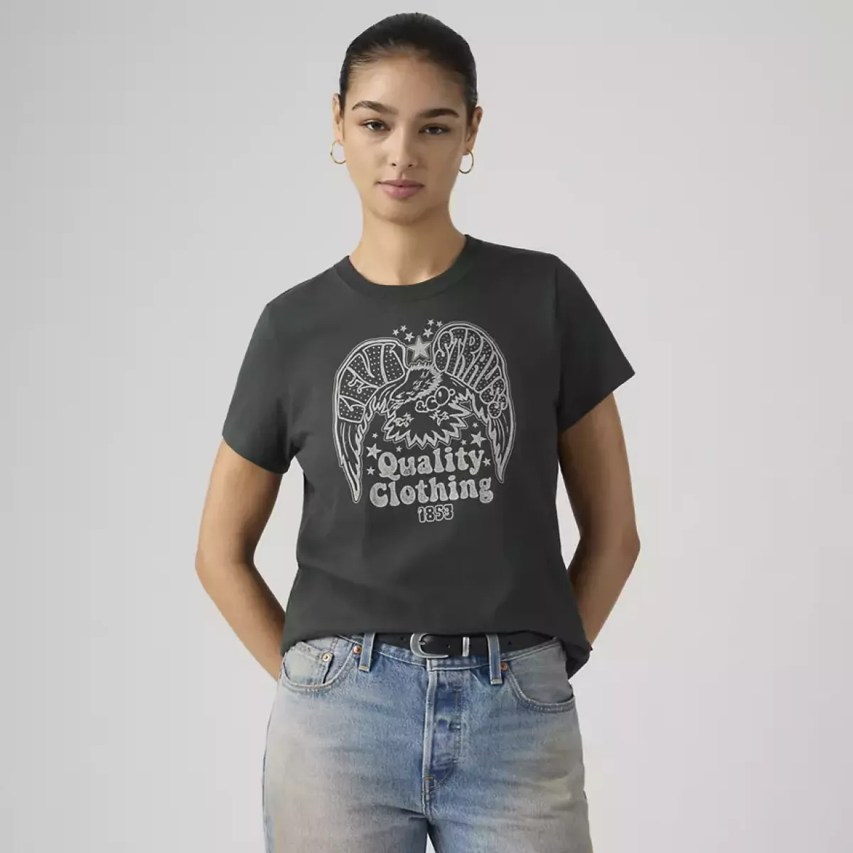 LEVI STRAUSS-Favorite Tee Rhinestone Eagle-005GV-0009-GRIJS