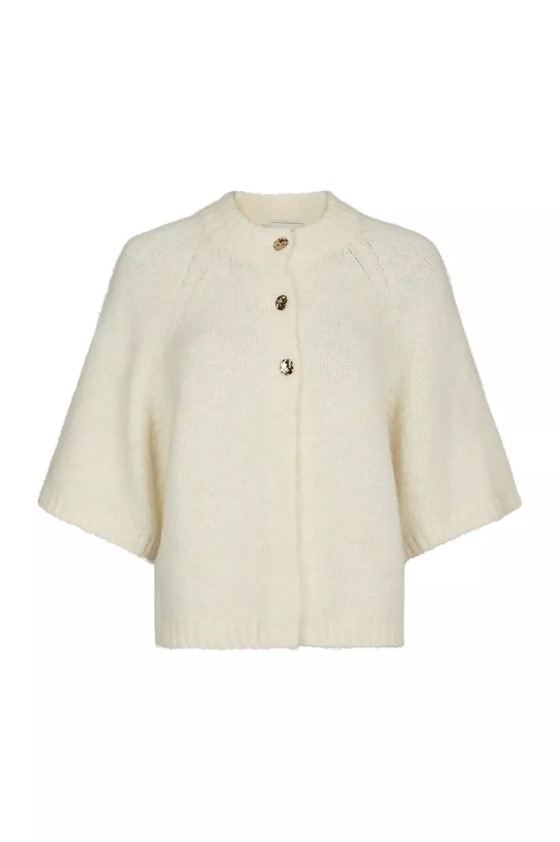 Neo Noir-Benuta Fluffy Knit Cardigan-165816-121 Off White-OFF WHITE