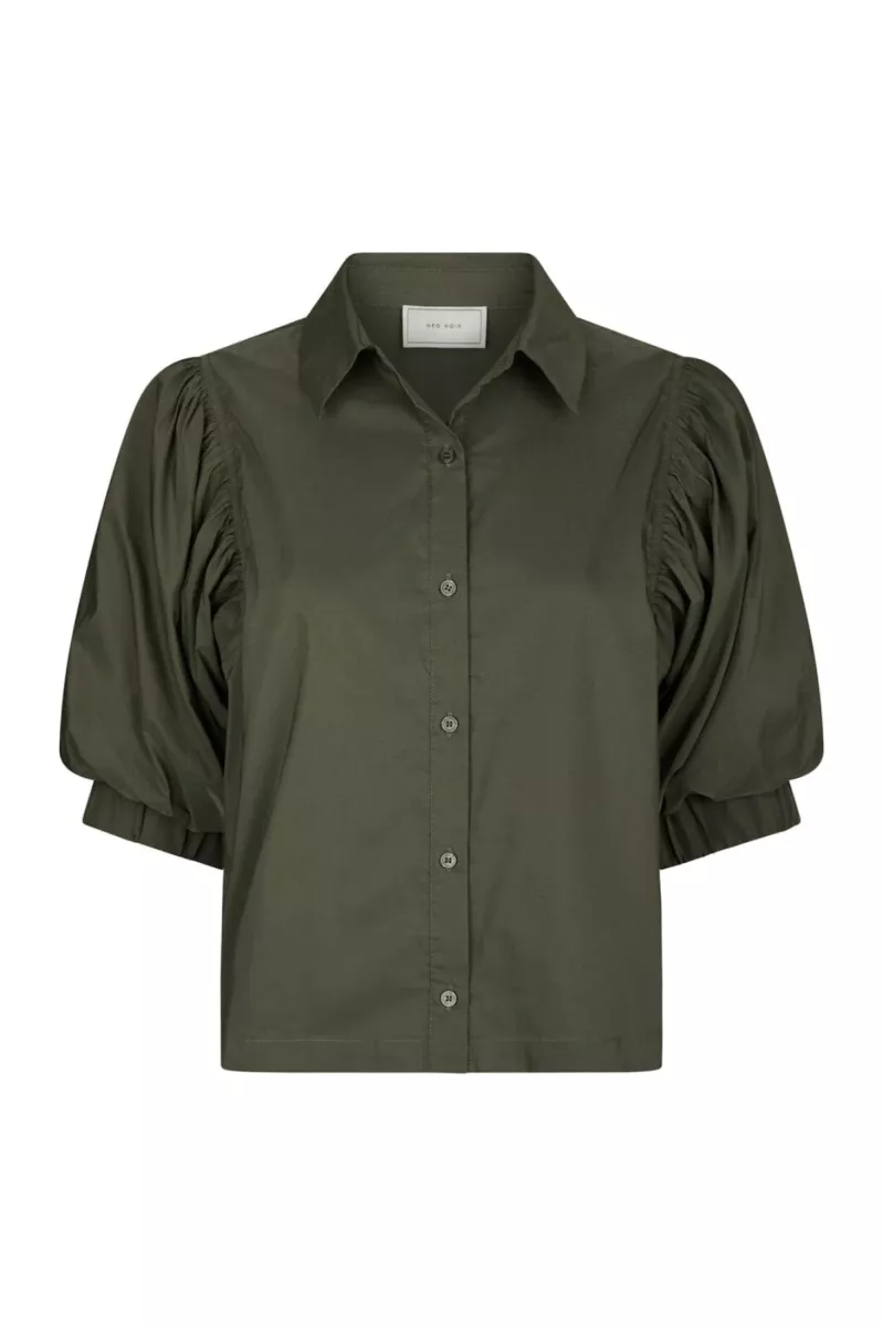 Neo Noir-Etta Poplin Shirt-168089-151 Army-LEGERGROEN