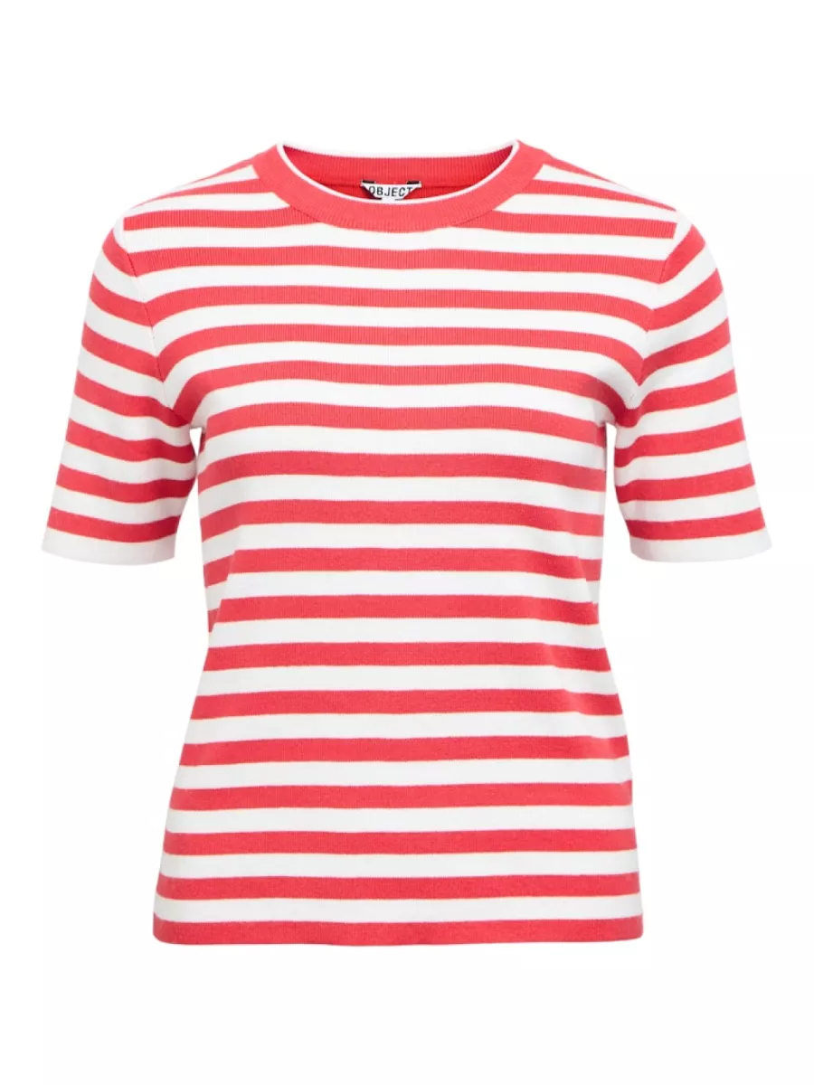 OBJECT-OBJESTER S/S NEW KNIT PULLOVER NOOS-23043510-Pionesettia-ROOD COMBINATIES