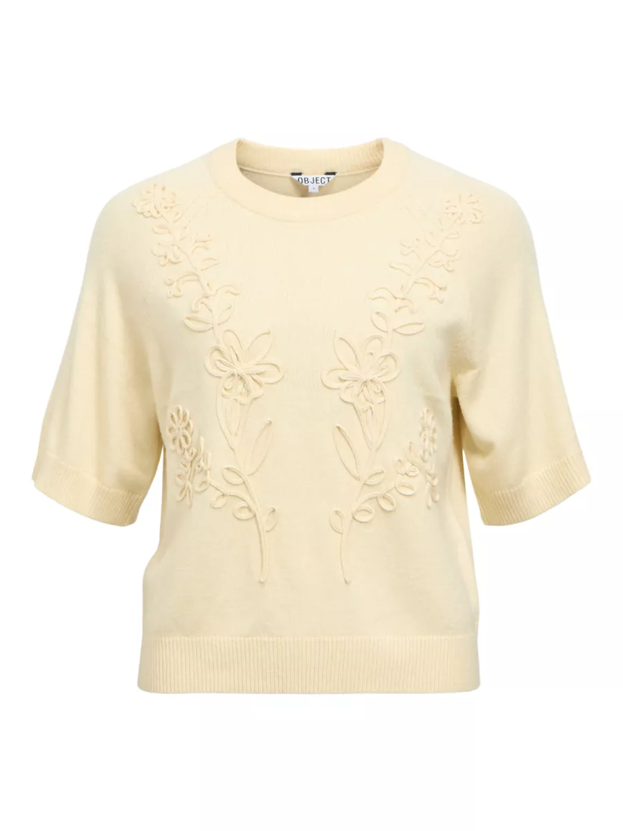 OBJECT-OBJLANEY RUBIN SS PULLOVER NOOS-23046234-Sandshell Floral-ECRU