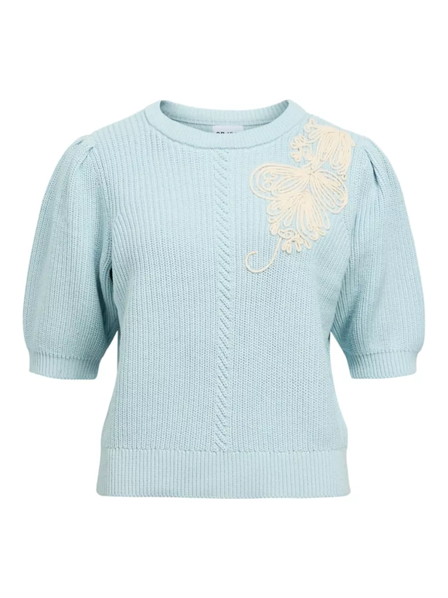 OBJECT-OBJSTAR S/S RE KNIT PULLOVER 143-23048339-Winter Sky-WIT COMBINATIES