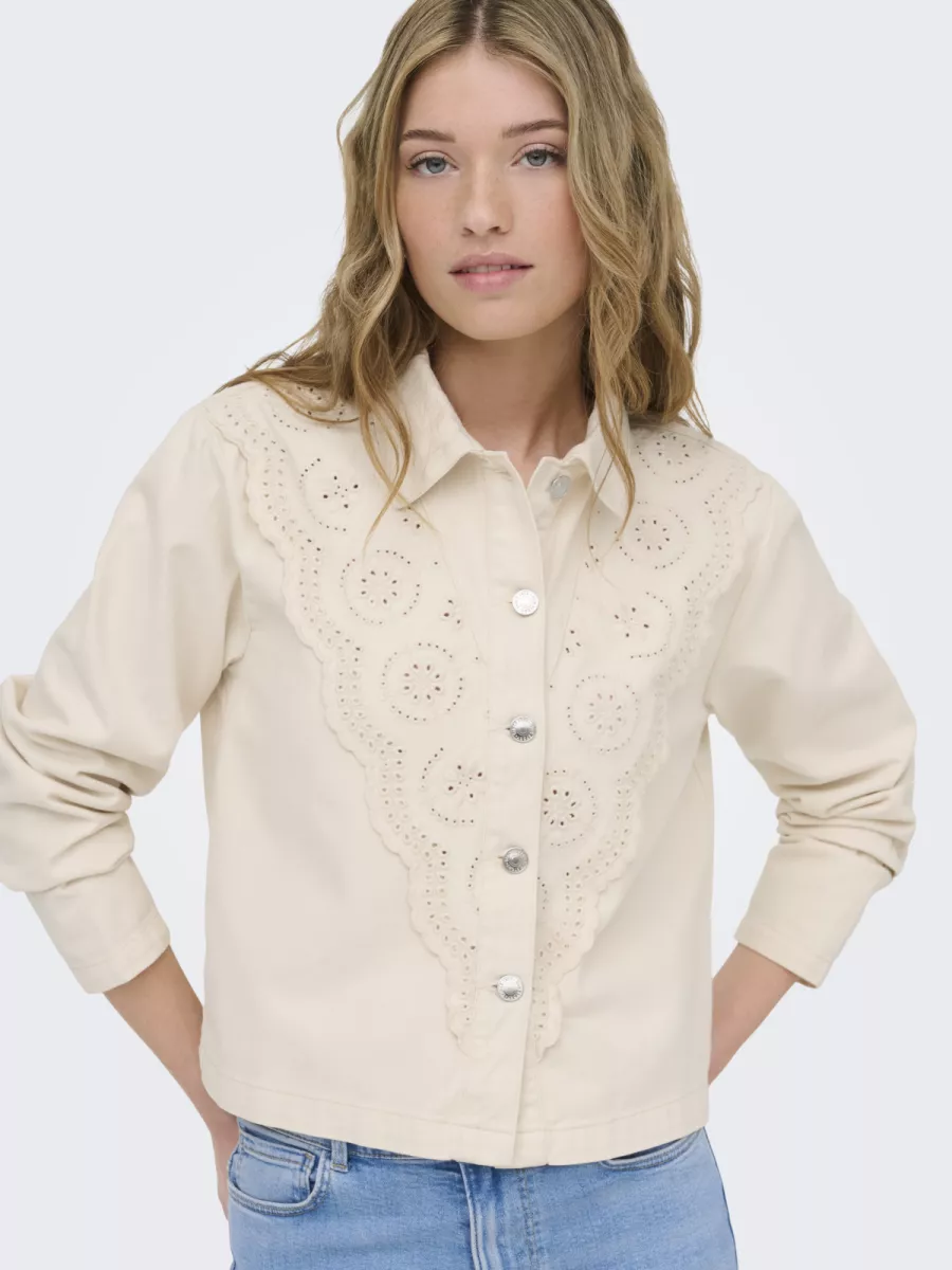 ONLY-ONLELSA CROCHET SHIRT JACKET CC OTW-15361137-Moonbeam-CREME