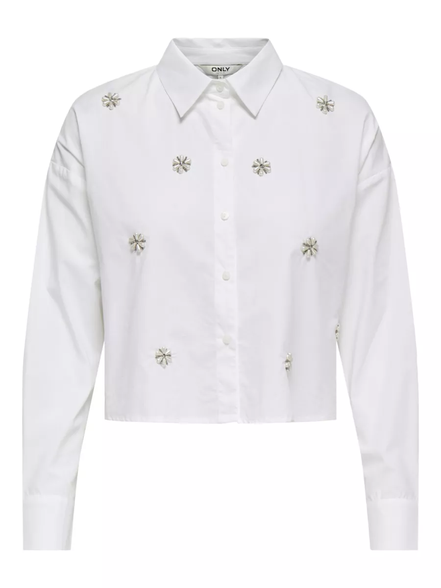 ONLY-ONLRITI L/S PEARL SHORT SHIRT WVN-15371587-Bright White-WIT