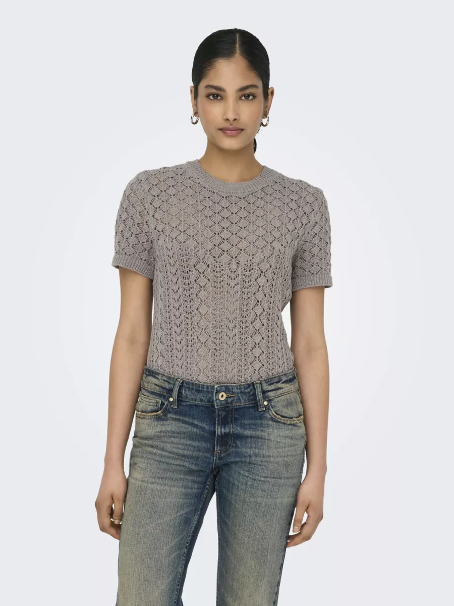 ONLY-ONLSAGA LIFE SS O-NECK CC KNT-15339662-Fungi-BRUIN