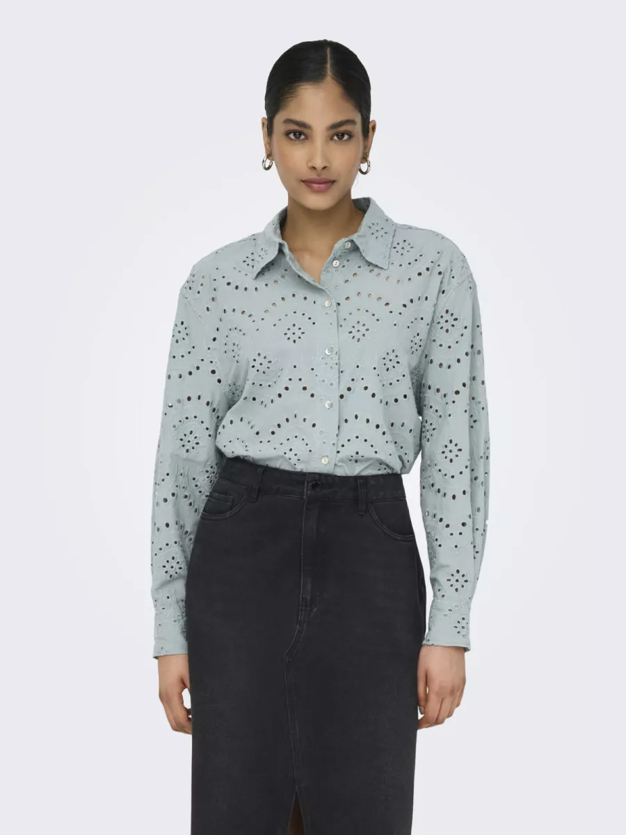 ONLY-ONLVALAIS L/S SHIRT WVN NOOS-15269568-Abyss-BLAUW