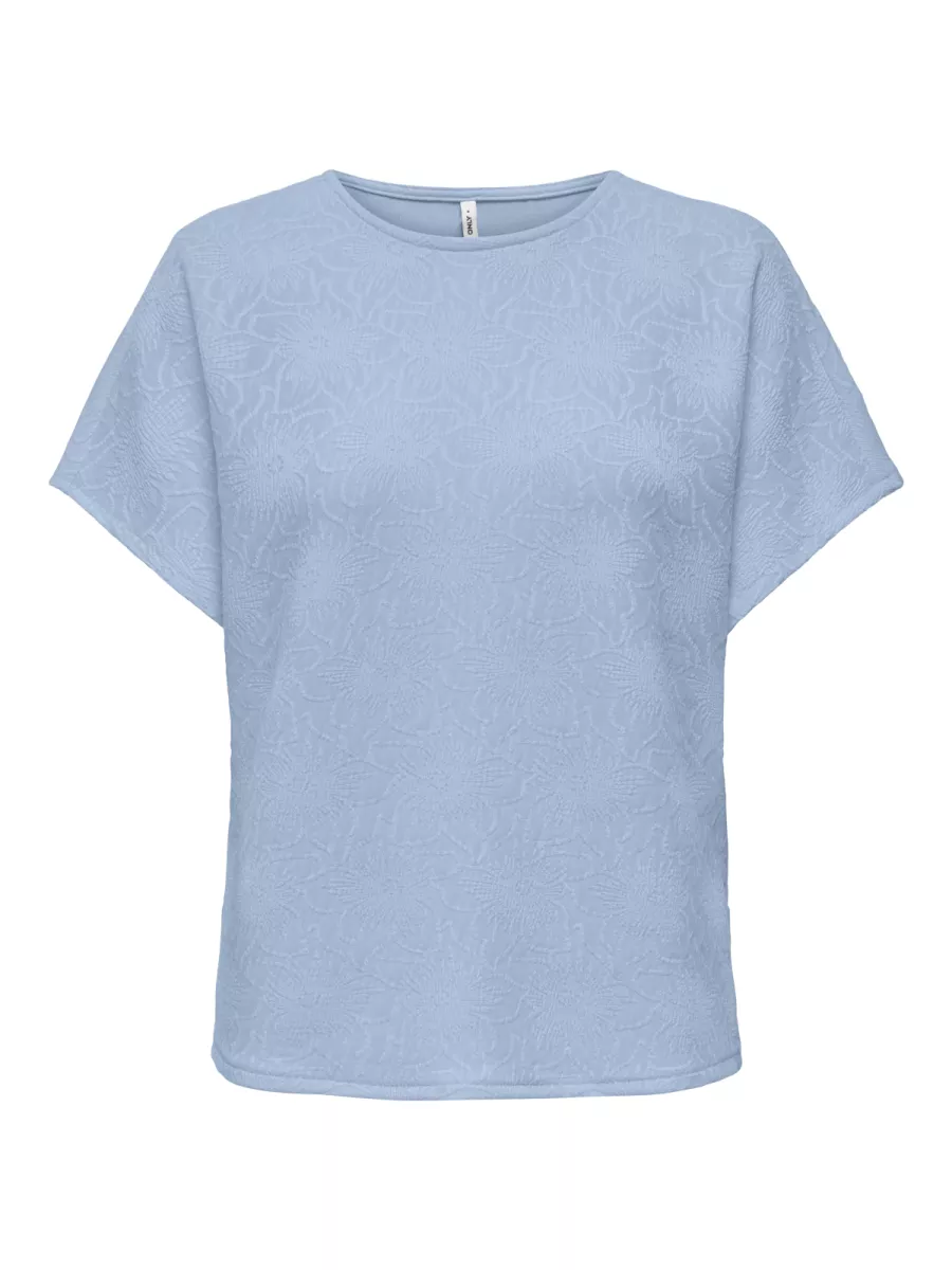 ONLY-ONLVELMA S/S LOOSE O-NECK TOP JRS-15368610-Cashmere Blue-BLUE