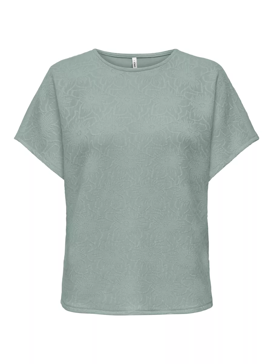 ONLY-ONLVELMA S/S LOOSE O-NECK TOP JRS-15368610-Jadeite-LICHT GROEN