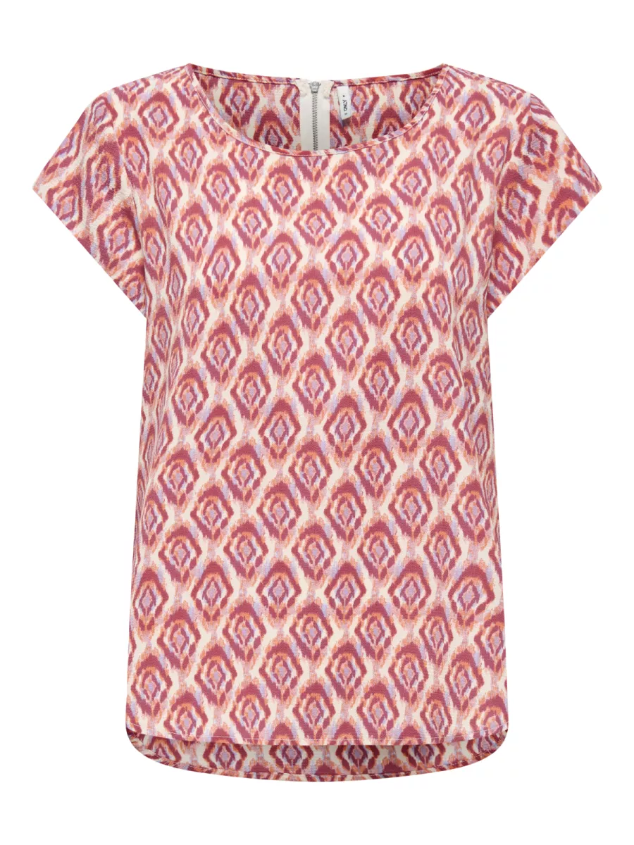 ONLY-ONLVIC S/S AOP TOP NOOS WVN-15161116-Equestrian Red-ROOD