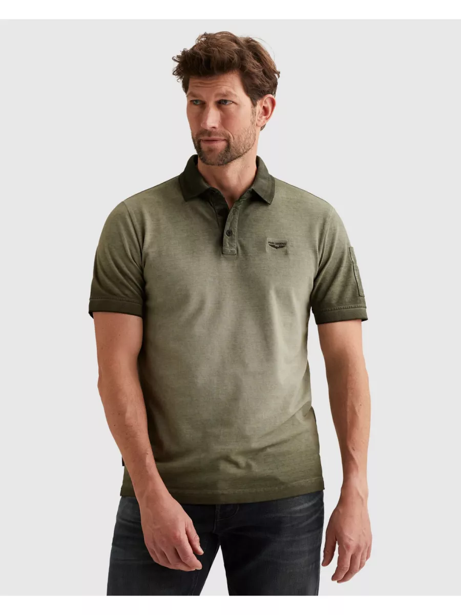 PME LEGEND-Short sleeve polo cold dye pique-PPSS2603855-6150 Thyme-GROEN