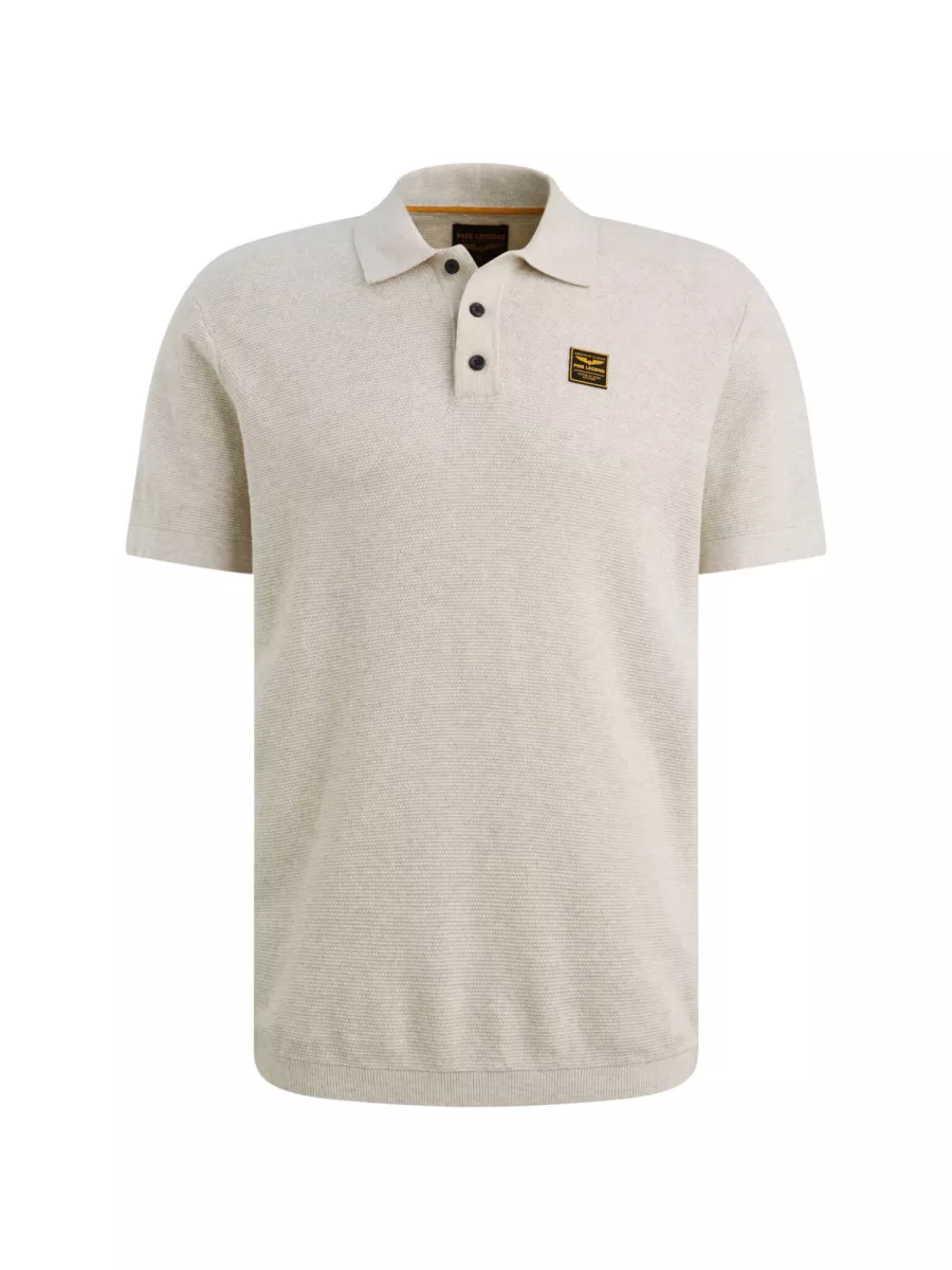 PME LEGEND-Short sleeve polo cotton structure-PPSS2602853-910 Bone white melee-BEIGE