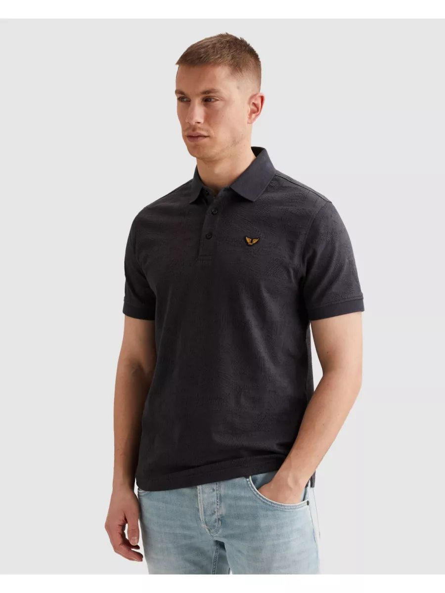 PME LEGEND-Short sleeve polo jacquard jersey-PPSS2603883-5278 Graphite-ANTRACIET