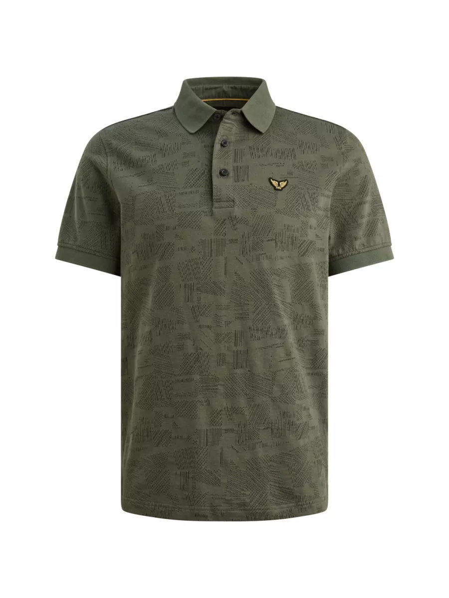 PME LEGEND-Short sleeve polo jacquard jersey-PPSS2603883-6150 Thyme-GROEN