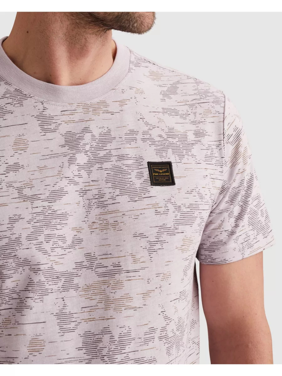 PME LEGEND-Short sleeve r-neck aop cotton slu-PTSS2603574-4203 Lavender frost-LAVENDEL