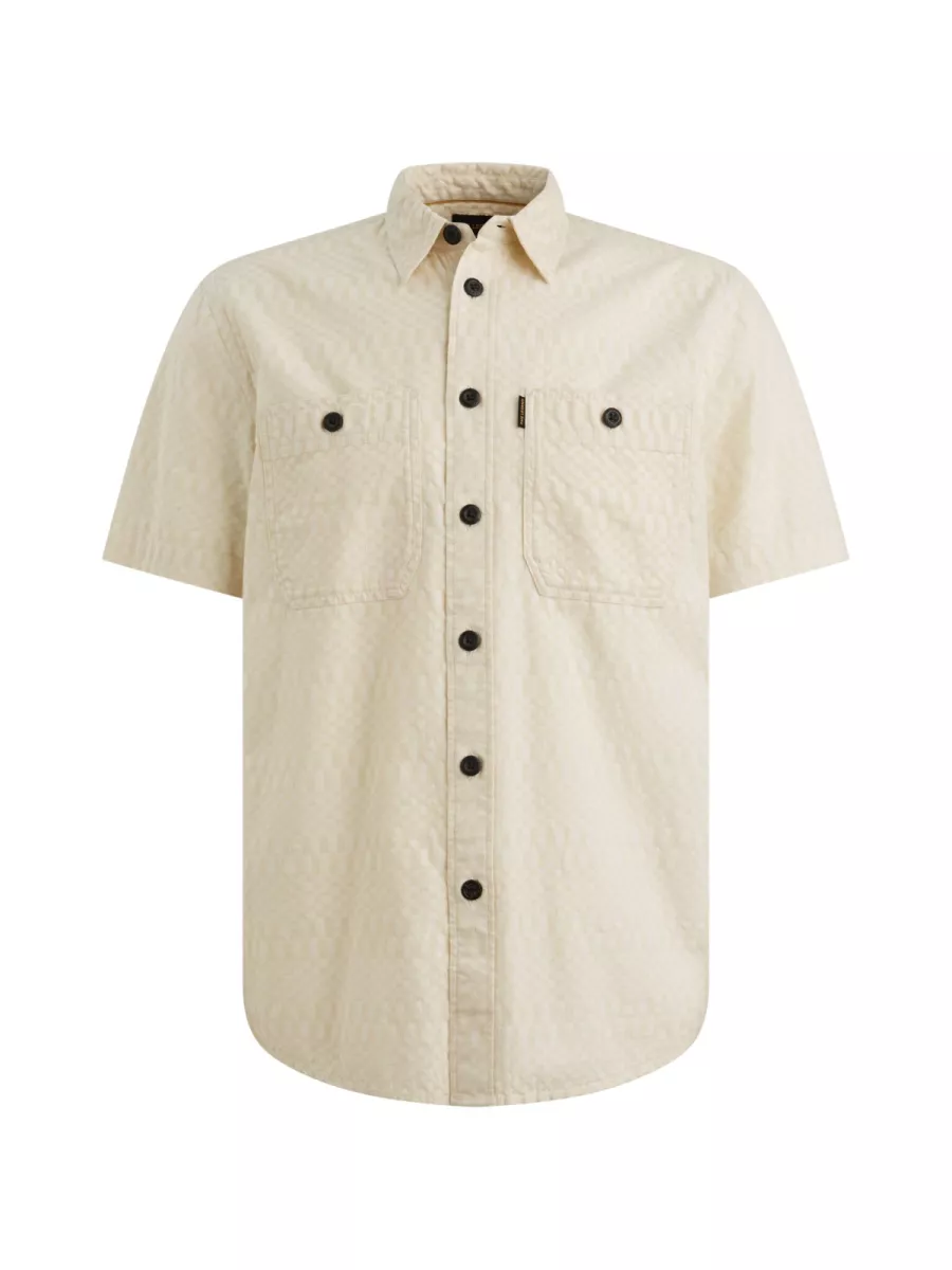 PME LEGEND-Short Sleeve Shirt Jacquard-PSIS2603270-7013 Bone white-BEIGE