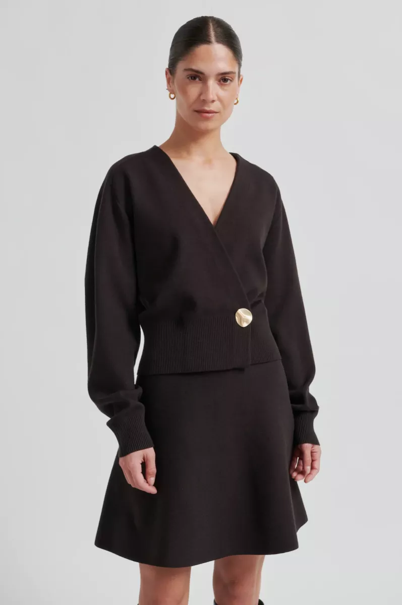 Second Female-Cardigan-Saria Wrap Knit-6150 Chocolate Tort-CHOCOLADE