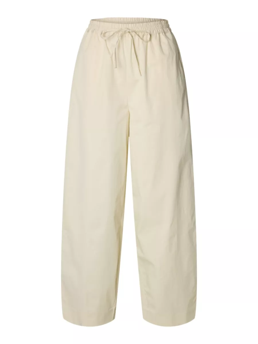 Selected Femme-SLFLOOSE BARREL JUMA HW PANT-16099971-Birch-CREME