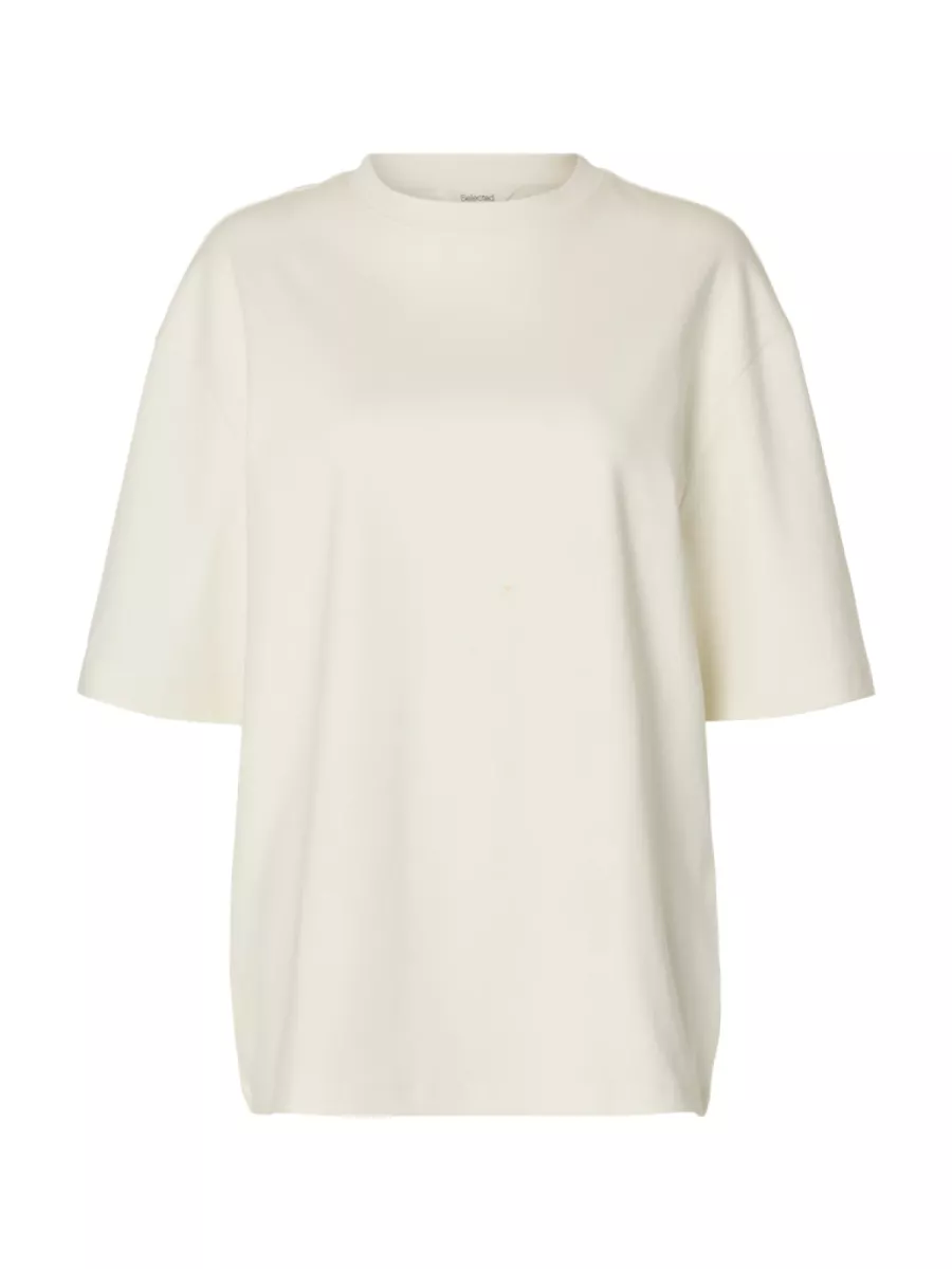 Selected Femme-SLFOVERSIZED OLINE SS TEE-16099974-Egret-CREME