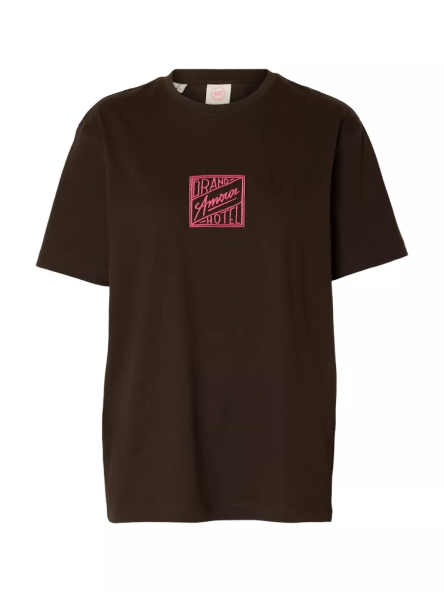 Selected Femme-SLFRELAXED BROOK SS HOTEL AMOUR TEE-16100860-Delicioso-BRUIN