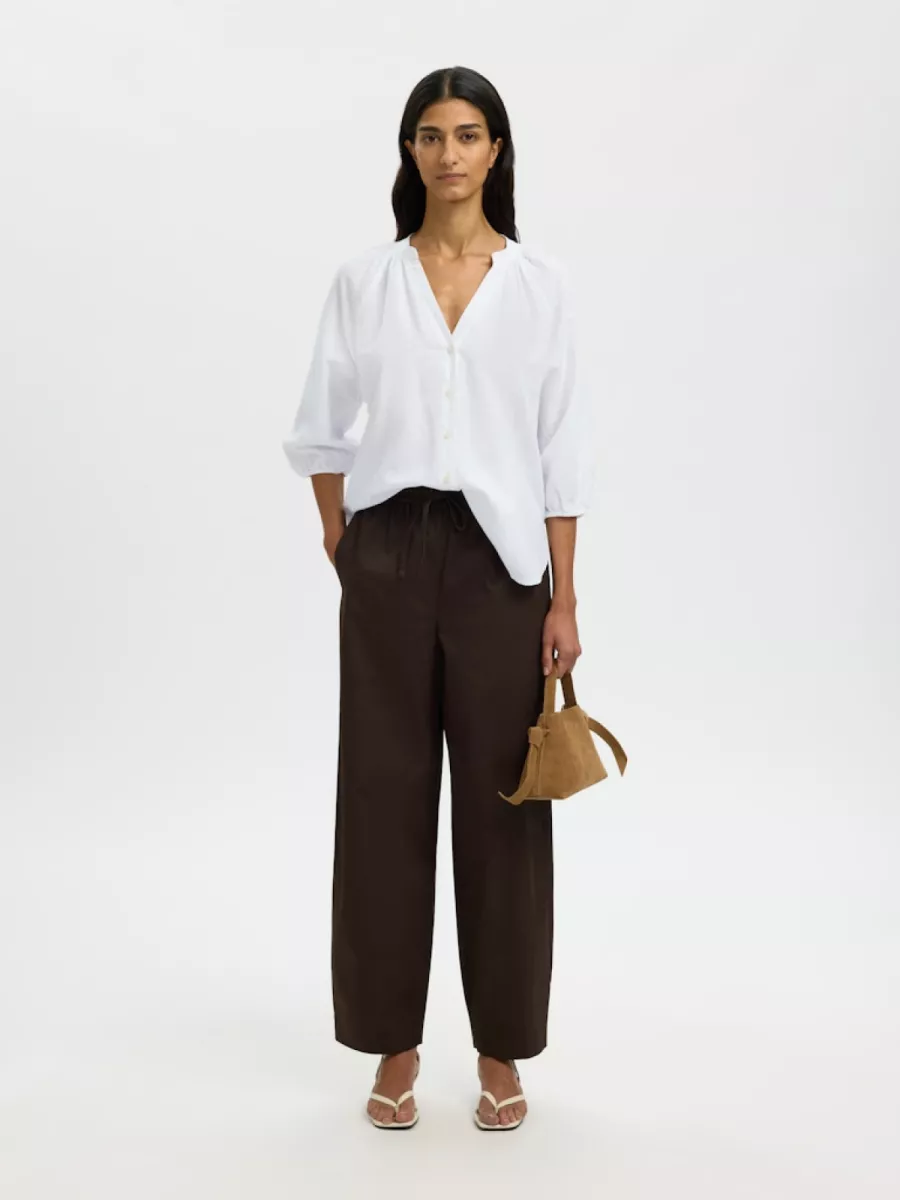 Selected Femme-SLWCLEO-ALBERTA LINEN BLEND SHIRT N-16099877-Bright White-WIT