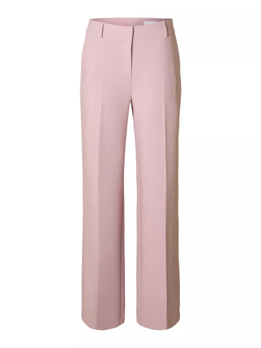 Selected Femme-SLWRITA MW WIDE PANT MEL NOOS-16094206-Bleached Mauve-OUD ROSE