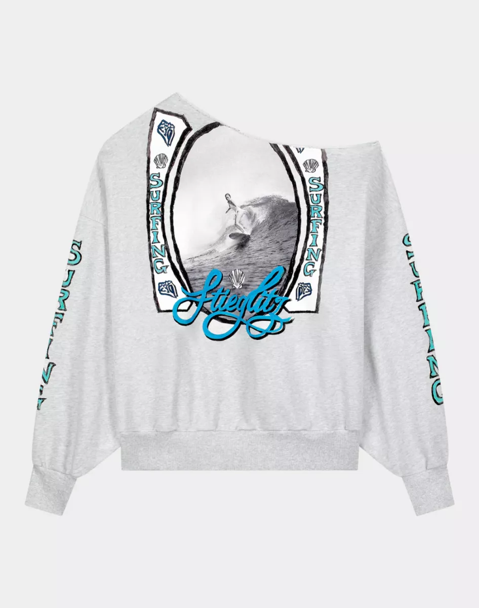 Stieglitz-Winny Off Shoulder Oversized Sweater-S2602017-Grey-GRIJS