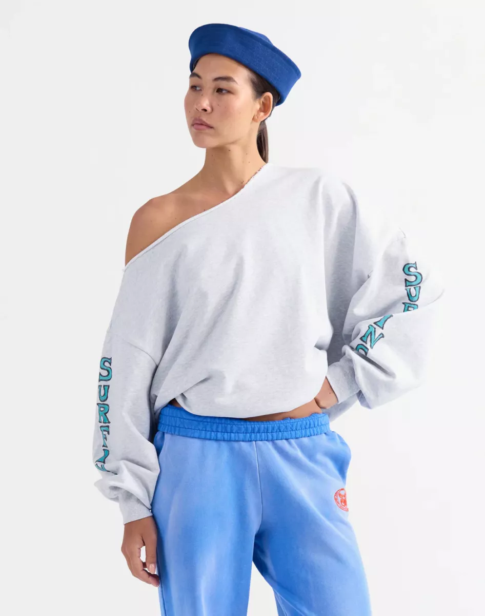 Stieglitz-Winny Off Shoulder Oversized Sweater-S2602017-Grey-GRIJS