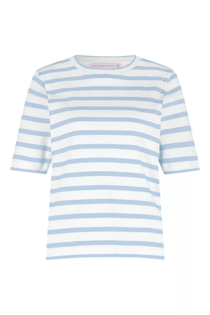 STUDIO ANNELOES-Annika stripe t-shirt-13598-1170 Off white pastel blue-OFF WHITE